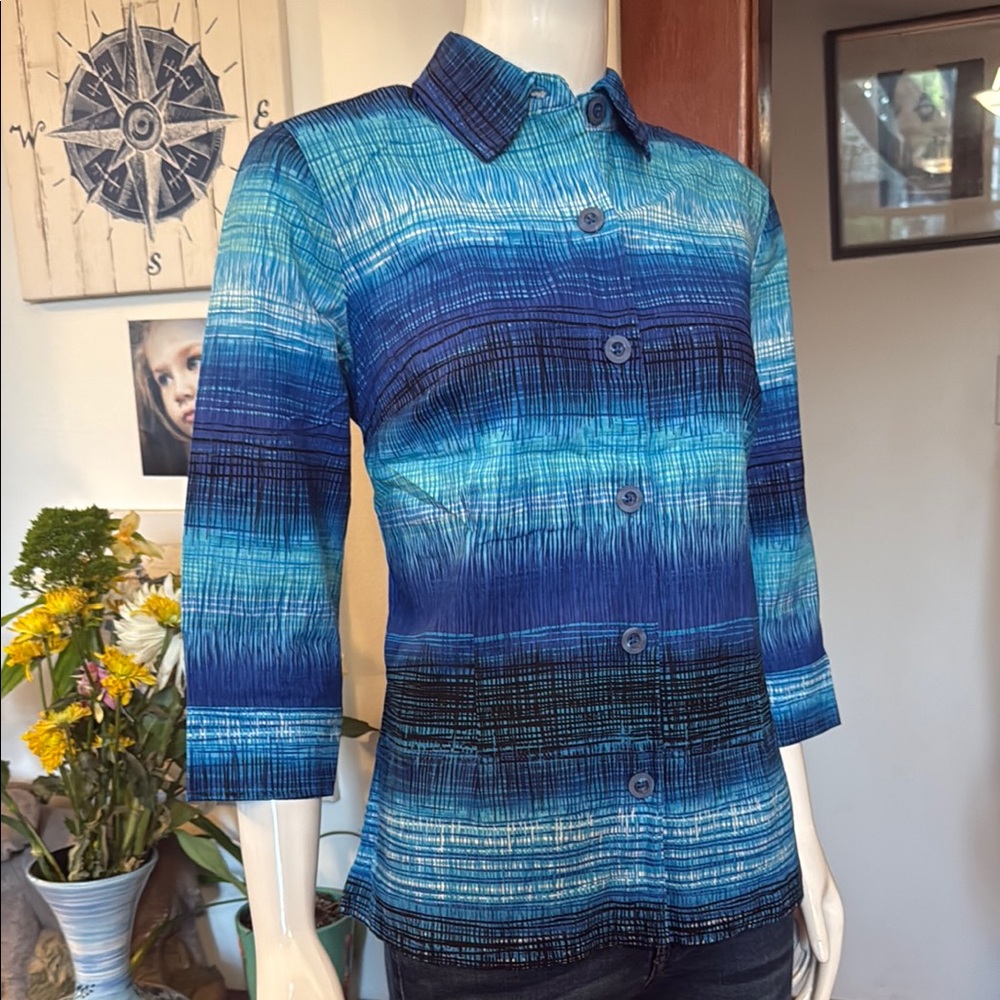 NWT northern reflections size small Blue and Green Button-Up Shirt